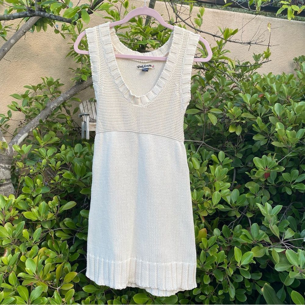 👚VOLCOM Ivory Knit Sweater Dress/Tunic Size XS